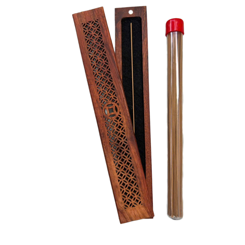 Nhang không tăm trầm hương tự nhiên cao cấp gồm 86 que không tăm tặng 1 khay đốt