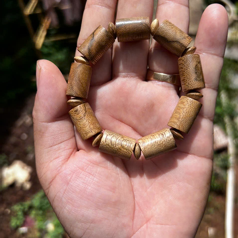 Vòng trầm hương Sợi trúc trầm hương tự nhiên để mộc rin, thơm ngọt sâu