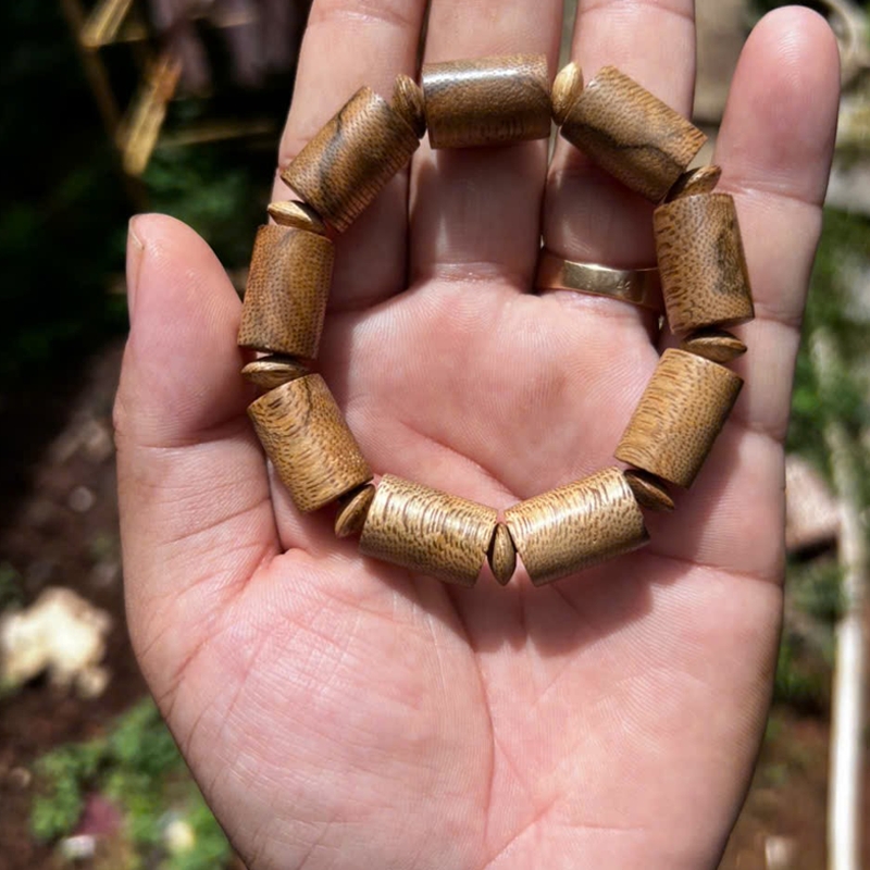 Vòng trầm hương Sợi trúc trầm hương tự nhiên để mộc rin, thơm ngọt sâu